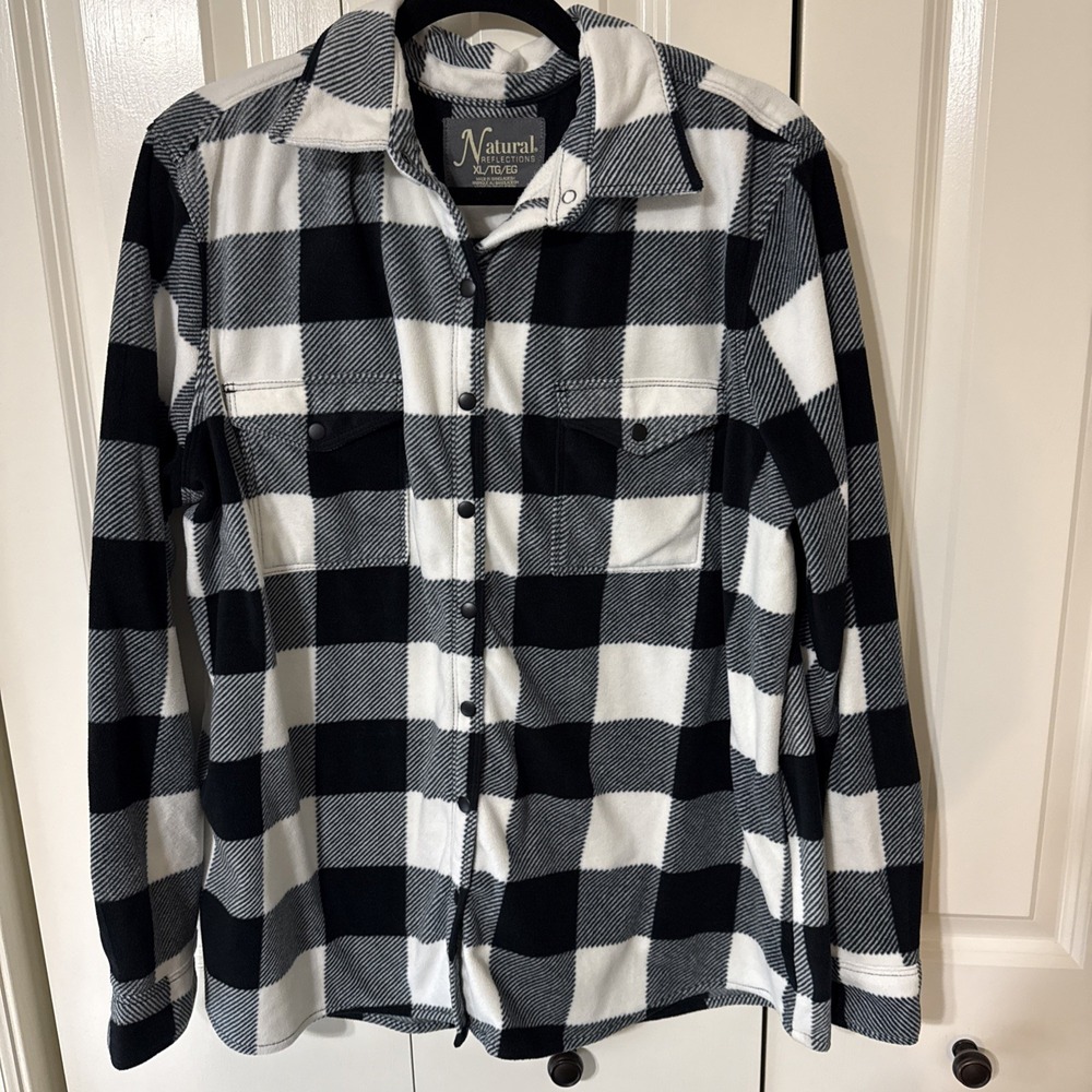 Women's Natural Reflections Buffalo Checked Long Sleeve Flannel Sz XL Cozy Warm